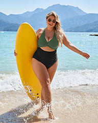 Ocevara Ocevara - Women's One Piece Swimsuits Push Up Tummy Control Bathing Suits V Neck Cutout Modest - image 31