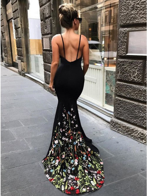 Black prom shop dress with train