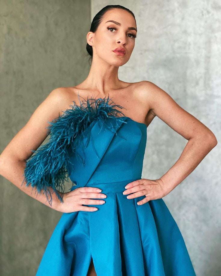 Peacock Blue Satin Dress