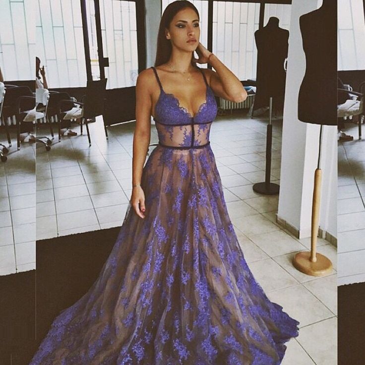 Purple lace hot sale formal dress