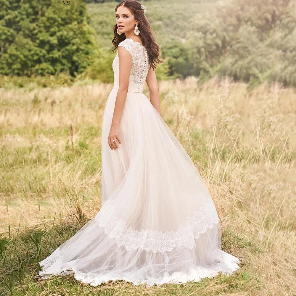 Tiered lace wedding outlet dress