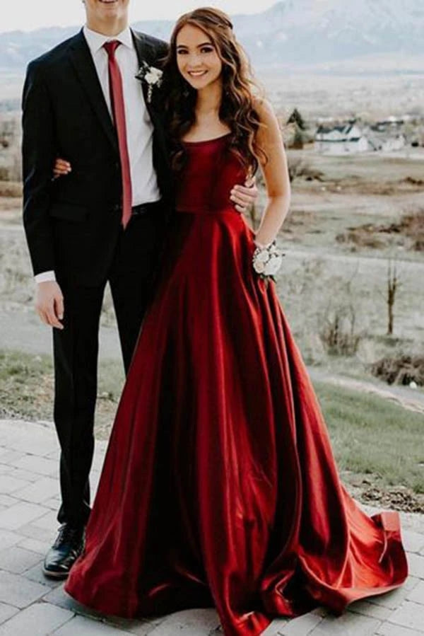 A line prom hot sale dress with pockets