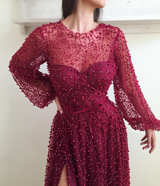 Vintage Burgundy Long Prom Dresses