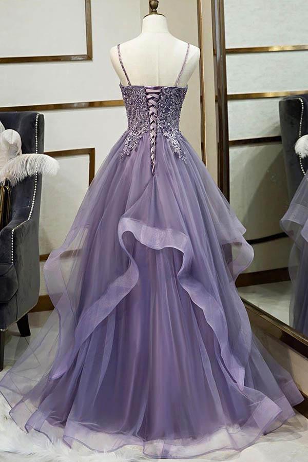 Purple Grey Prom Dresses