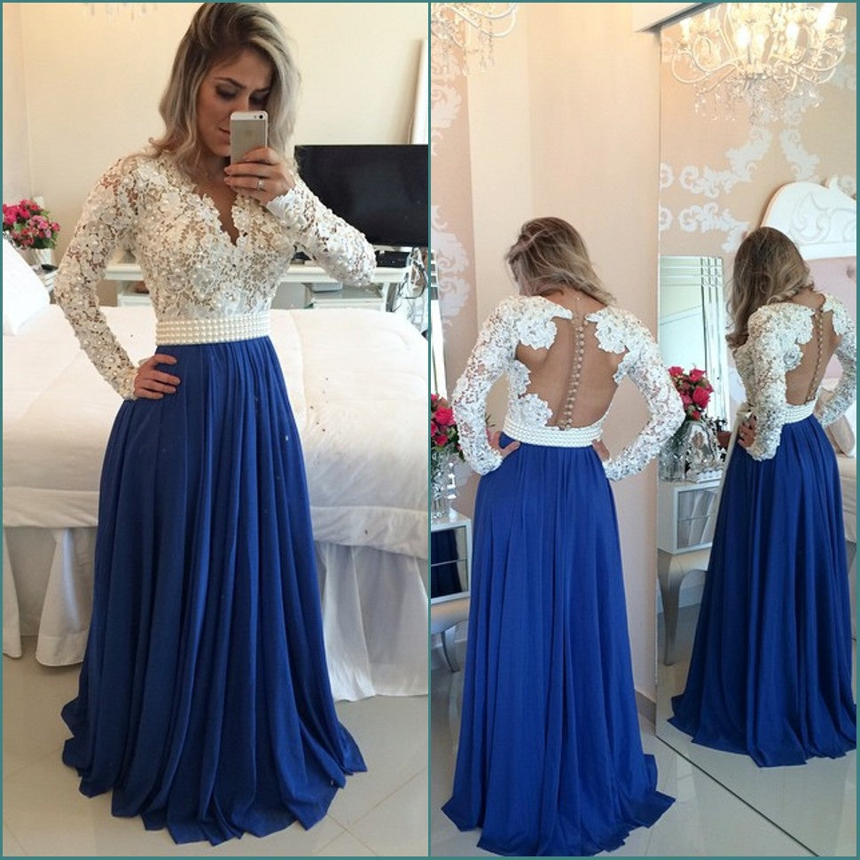 Prom dress lace sales top chiffon bottom