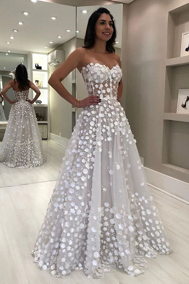 White flowy prom dress sale