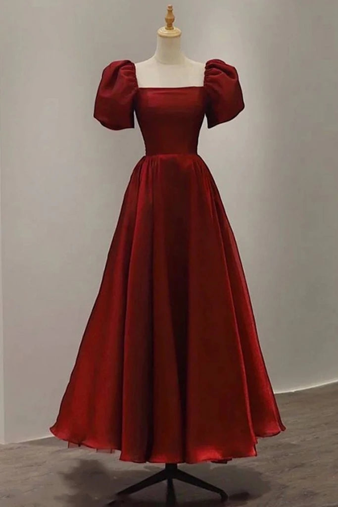 Vintage Burgundy Long Prom Dresses