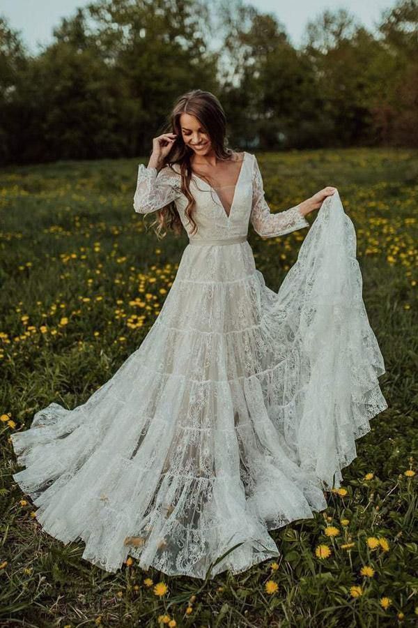 Rustic Lace Wedding Dresses Sheath Beach Boho Wedding Dresses