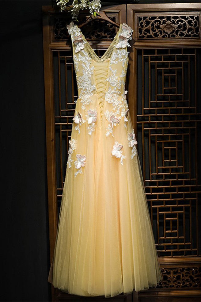 Flowy Champagne Prom Dresses