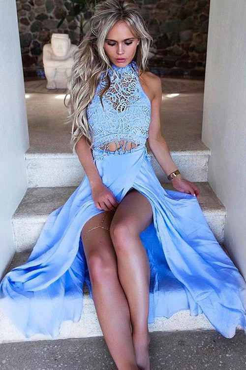 lace two piece dress prom