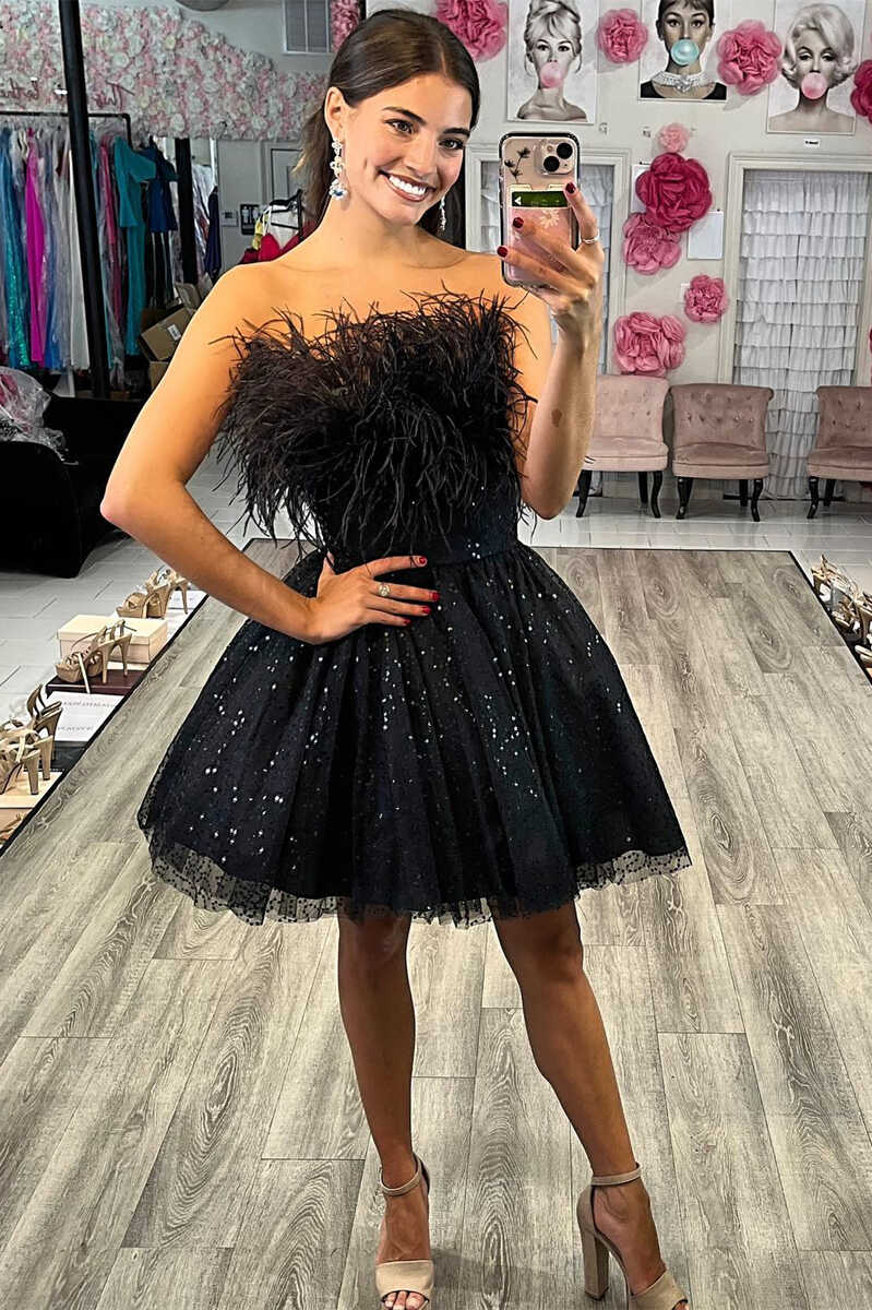 Strapless Sequin Short Homecoming Party Dress