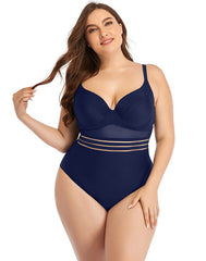 Ocevara Dark Blue Sweetheart Neckline Cutout One-Piece Swimsuit - image 1