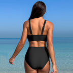 Ocevara - Women Sexy High Waist Bikini Sets Mesh Tummy Control 2 Piece Swimsuits
