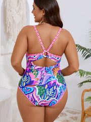 Cutout Printed One-Piece Swimsuit