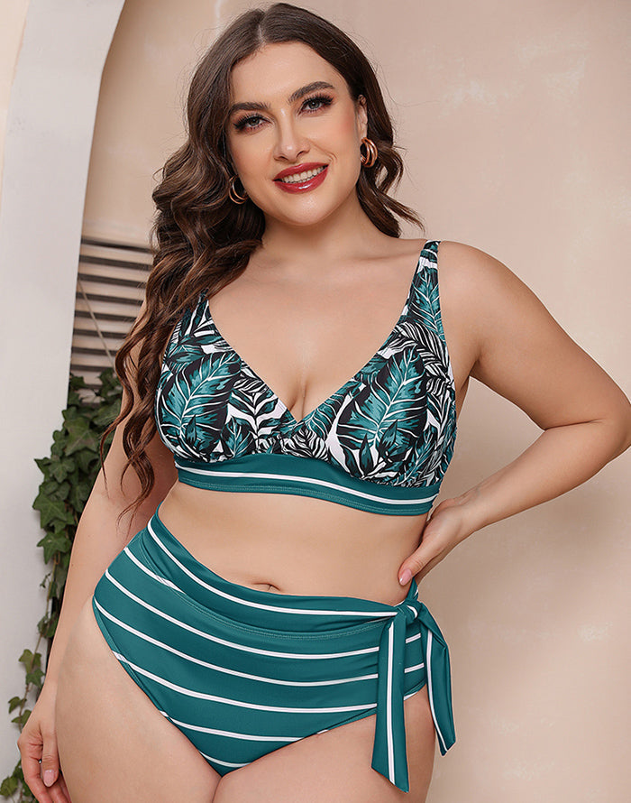 Ocevara Printed Stripe Plus Size Bikini - image 3