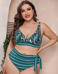 Ocevara Printed Stripe Plus Size Bikini - image 3