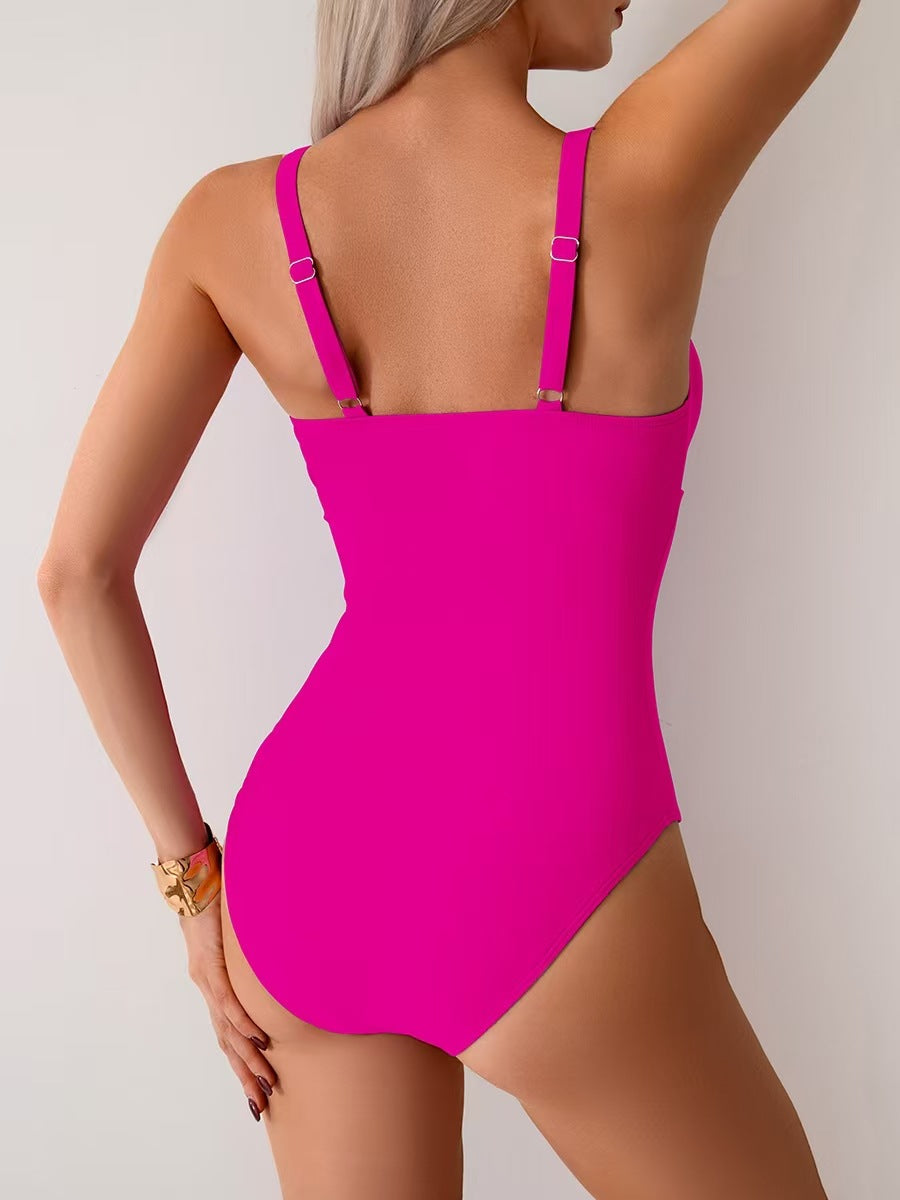 Ocevara - Women's One Piece Swimsuit Sexy Mesh Sheer Tummy Control Bathing Suit Cross Twist Front Swimwear