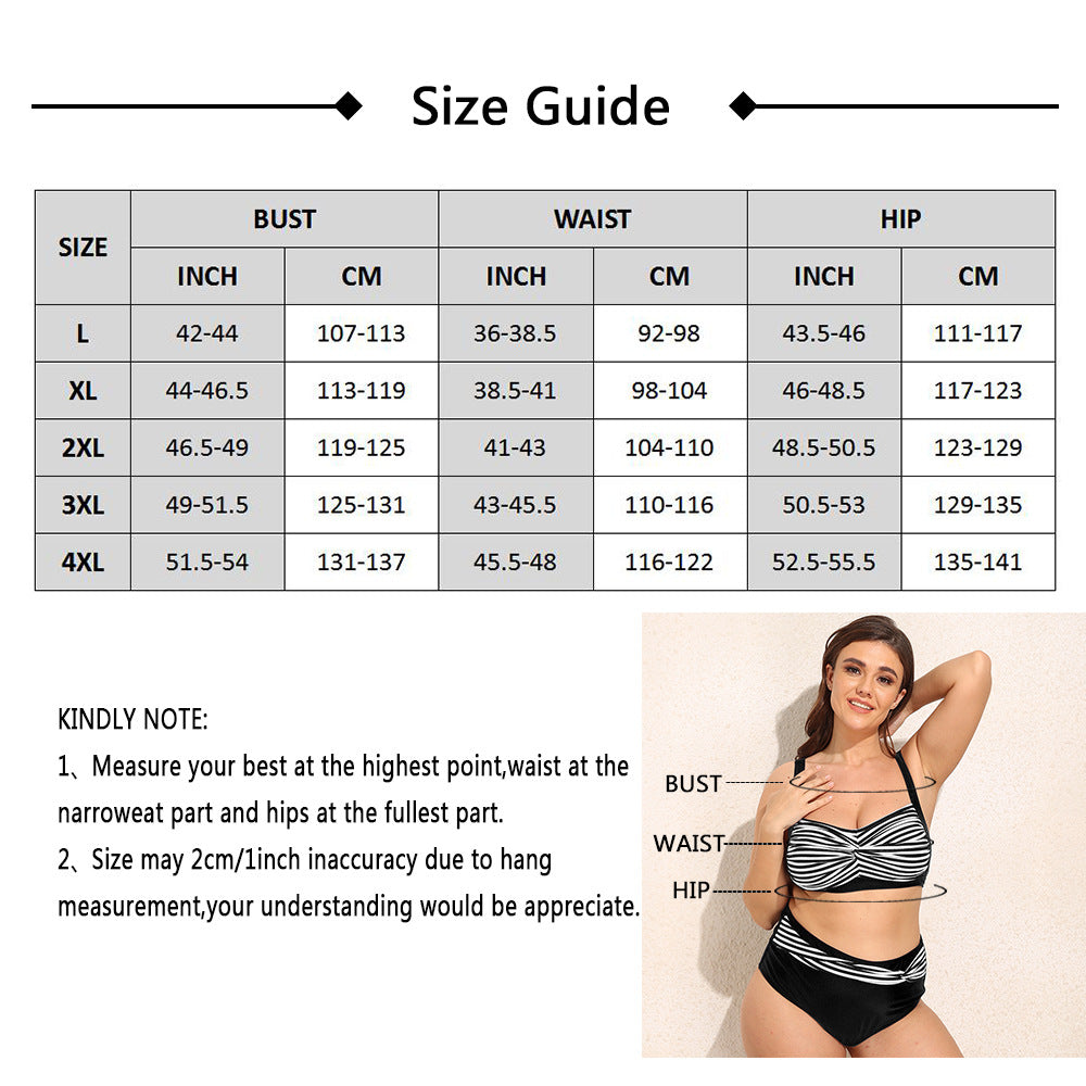 Ocevara Solid Color Stripes Plus Size Bikini - image 13
