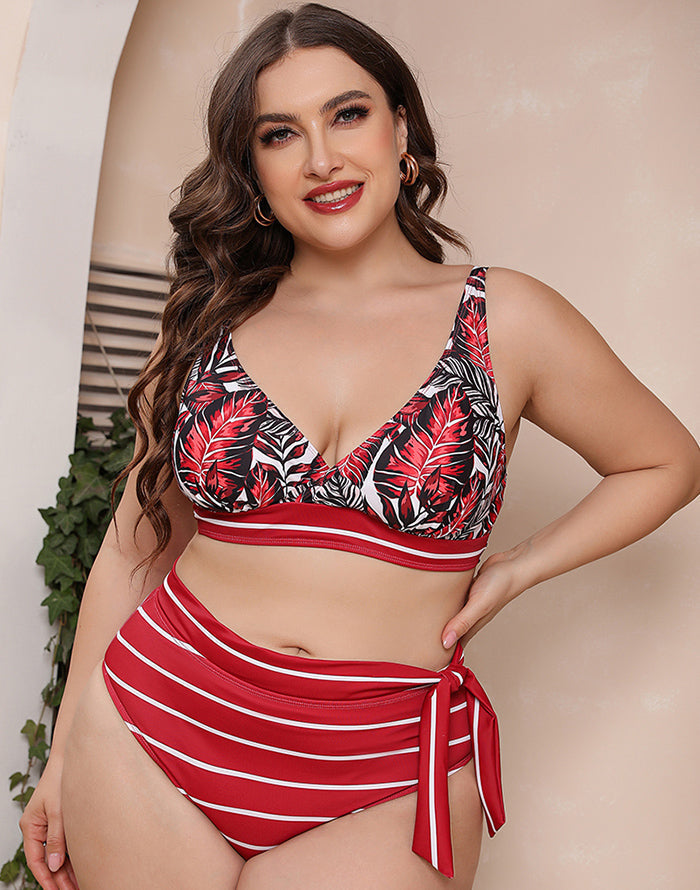 Ocevara Printed Stripe Plus Size Bikini - image 15