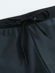 Men's Solid Color Drawstring Square-Leg Swim Trunks