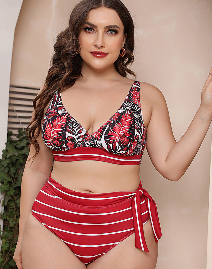 Ocevara Printed Stripe Plus Size Bikini - image 13