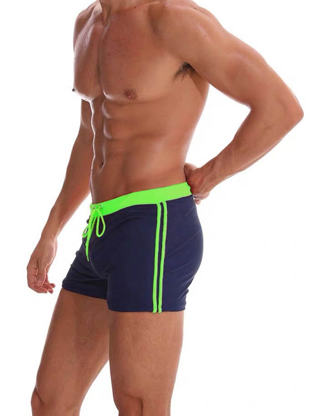 Men's Slim Fit Drawstring Square-Leg Swim Trunks