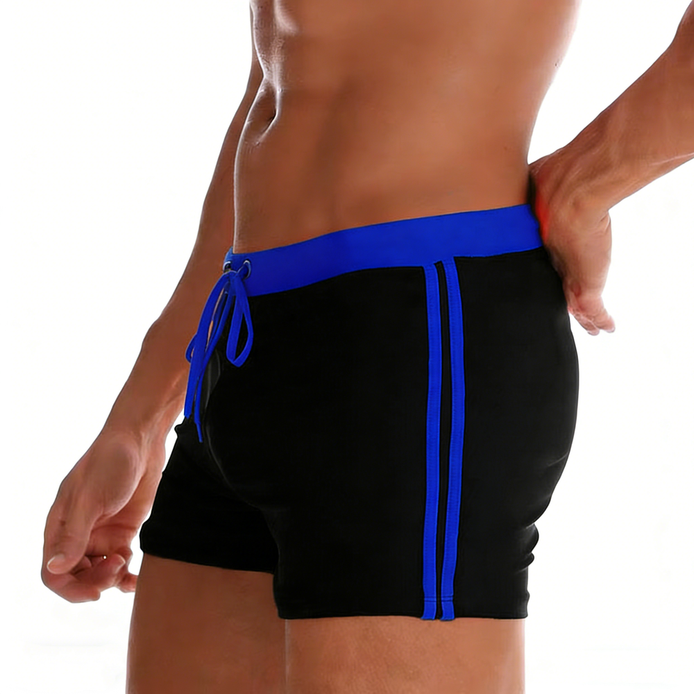 Men's Slim Fit Drawstring Square-Leg Swim Trunks
