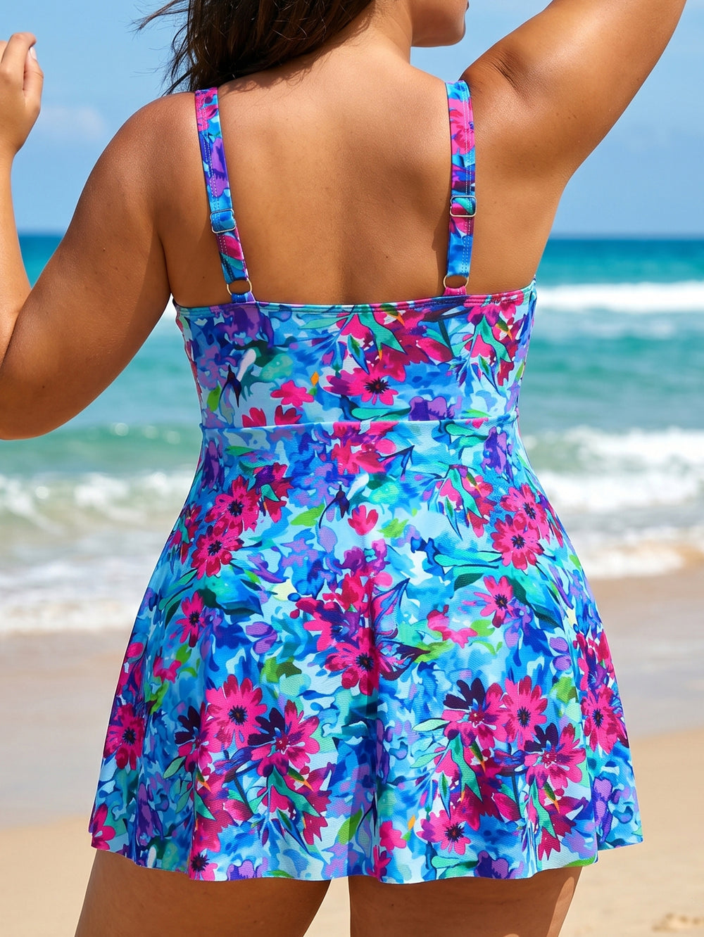 Floral V-Neck Swimdress