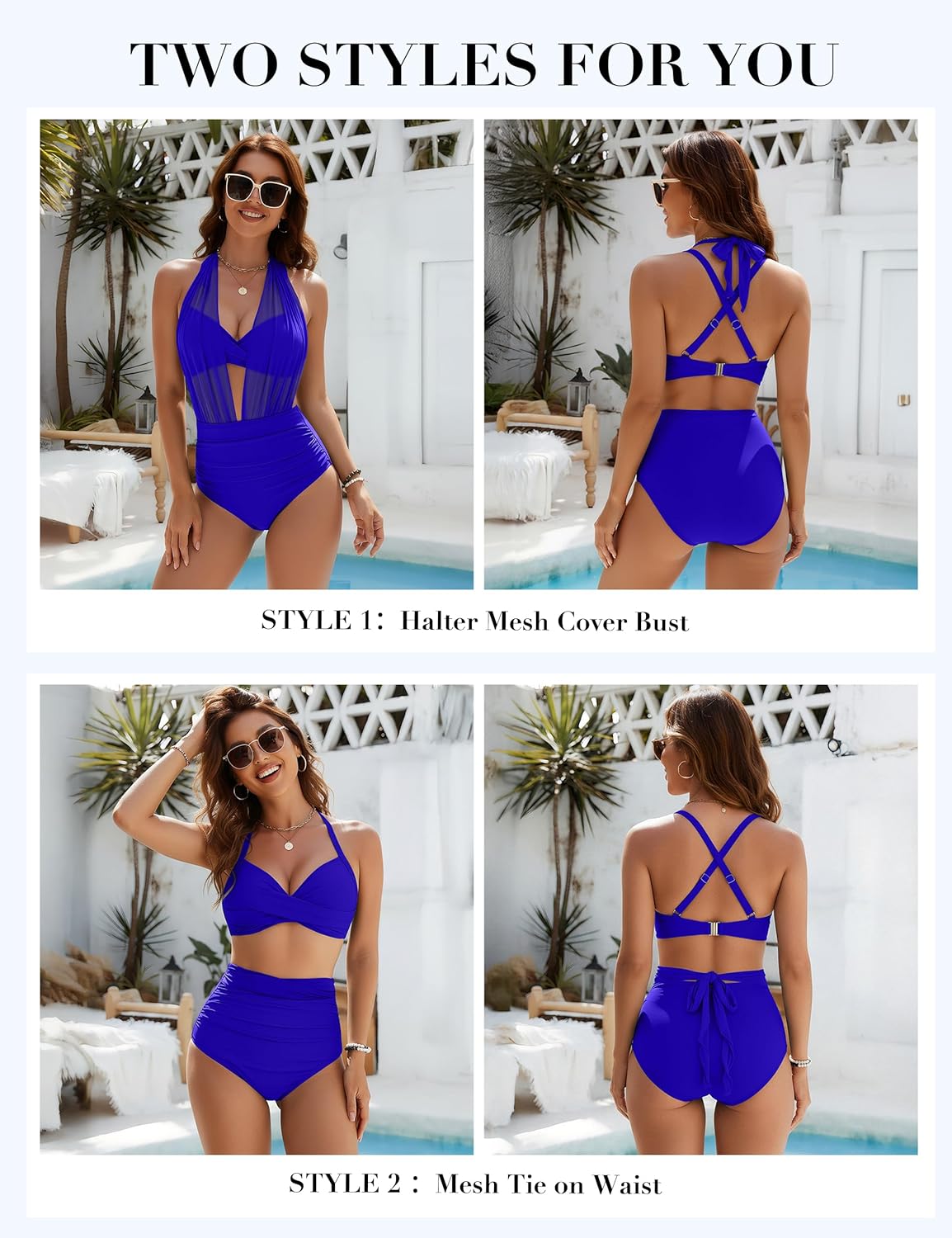 High Waisted Tummy Control Mesh Bikini Set