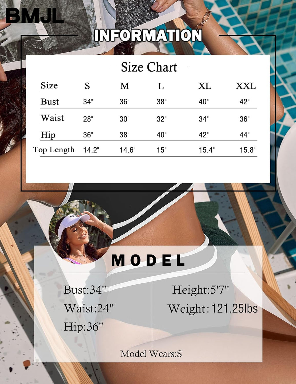 Ocevara - Women's High Waisted Bikini Sets Sporty Two Piece Swimsuits Color Block Cheeky High Cut Bathing Suits