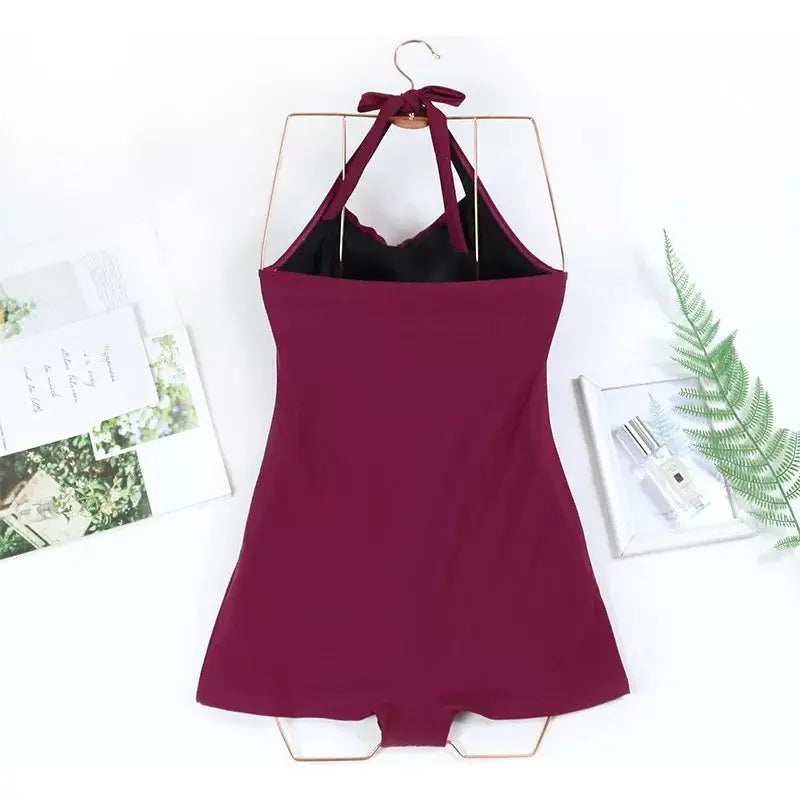 Ruched Halter One-Piece Swim Romper