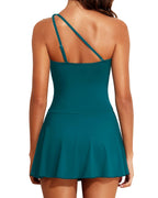 Ocevara - Women One Piece Swim Dress One Shoulder Swimsuit with Skirt