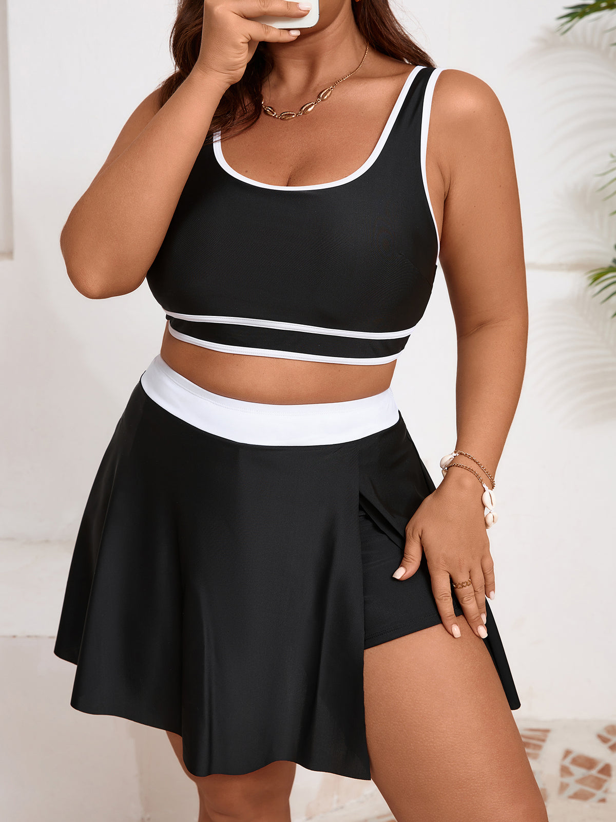 Sport Tankini Set With Skirted Shorts