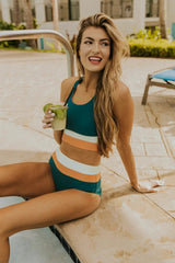 Ocevara Teal Colorblock Cut Back Bikini Set - image 2