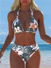 Printed Halter High-Waist Bikini Set - color-03