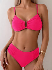 Ruched Ring High-Waist Bikini Set - color-03