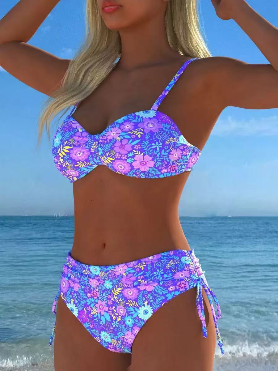 Ruched Underwire High-Waist Bikini Set - color-05
