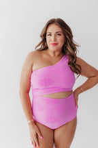 Ocevara - Green Terry Floral Cut Out One Piece In Fondant