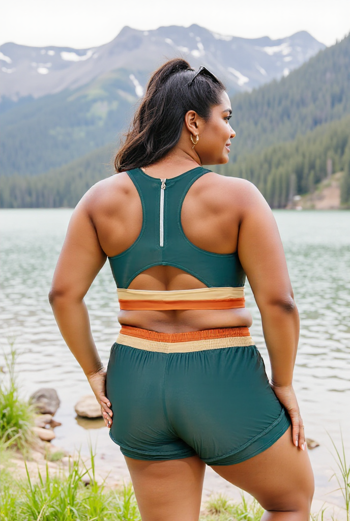 Atlantic Deep U Neck Wide Straps Sporty Bikini Top And High-Waist Boy Shorts