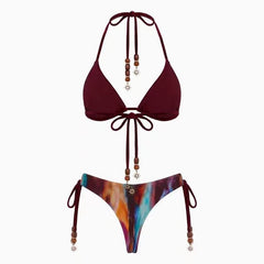 Beaded Tie-Dye Triangle Bikini Set - main-02