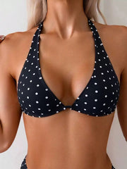 Polka Dot Halter Triangle Bikini Set - main-03