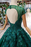 New Arrival Prom Dress Court Train Scoop Cap Sleeves Lace Up Back OKK13