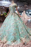 New Prom Dresses Ball Gown Quinceanera Dress With Applique Beads OKK15