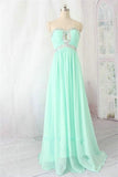 Mint Chiffon Long Sweetheart Beading High Low Prom Dress K712