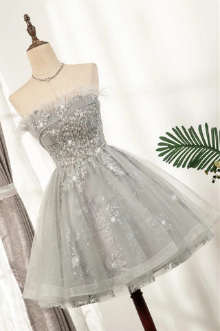 Cute Strapless Short Lace Up Beading Homecoming Dress Sweet 16 Dress OK927