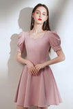 Simple Style Vintage Short Zipper Back Homecoming Dress Cute Dress K0927