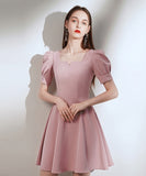 Simple Style Vintage Short Zipper Back Homecoming Dress Cute Dress K0927