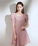 Simple Style Vintage Short Zipper Back Homecoming Dress Cute Dress K0927