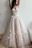 Beautiful Sweetheart A Line Appliques Long Prom Dress Sexy Evening Dress OKG16