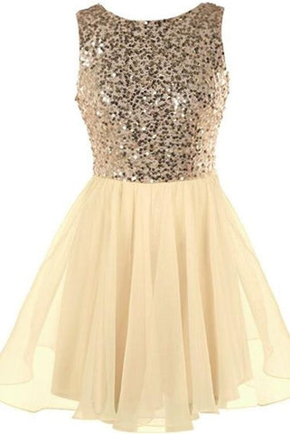 Sequin Shiny Short Chiffon Simple Handmade Homecoming Dress K267